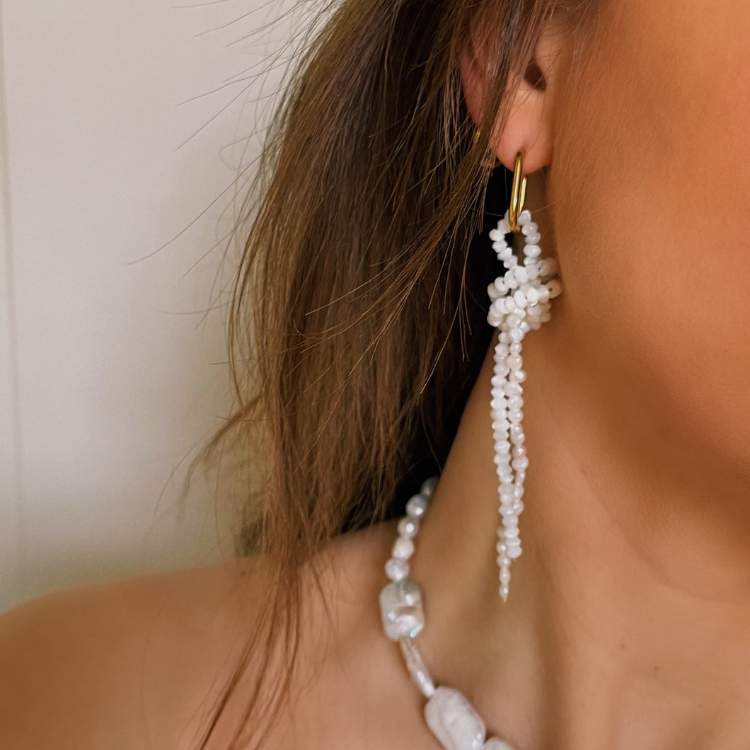 Knotted pearl Hoops