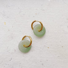 Load image into Gallery viewer, Circle Stone Hoops - Meadow green
