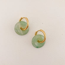 Load image into Gallery viewer, Circle Stone Hoops - Meadow green
